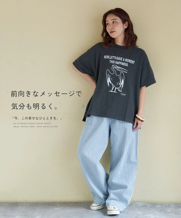 CUBE SUGAR(キューブシュガー) |【春新作】20/-OE天竺 ペリカン プリント Tシャツ