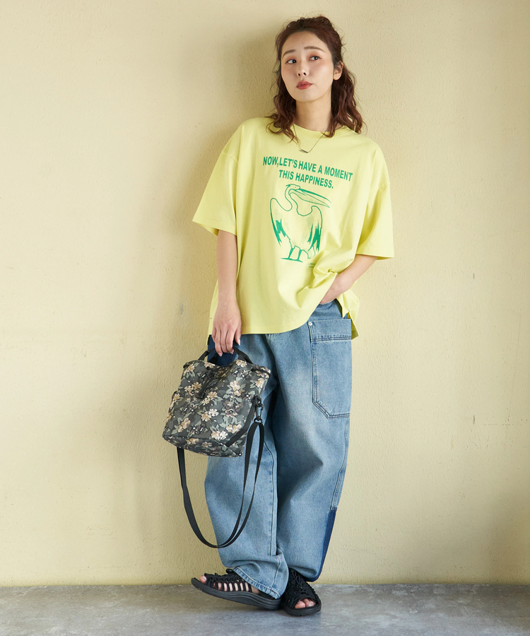 CUBE SUGAR(キューブシュガー) |【春新作】20/-OE天竺 ペリカン プリント Tシャツ