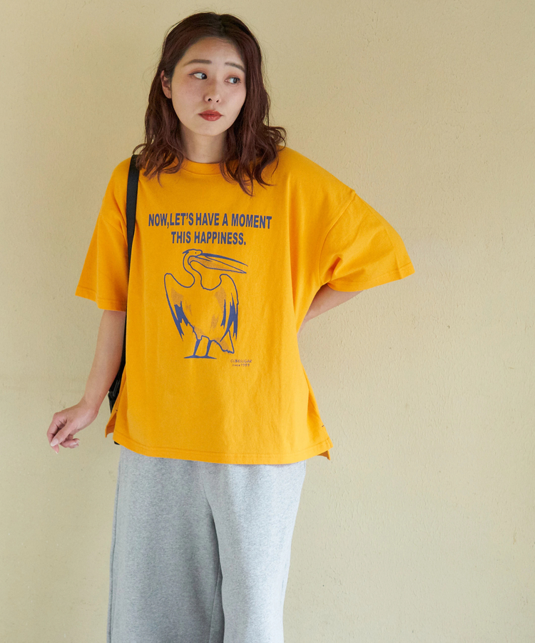CUBE SUGAR(キューブシュガー) |【春新作】20/-OE天竺 ペリカン プリント Tシャツ