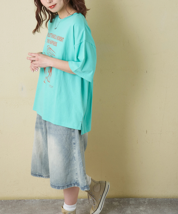 CUBE SUGAR(キューブシュガー) |【春新作】20/-OE天竺 ペリカン プリント Tシャツ