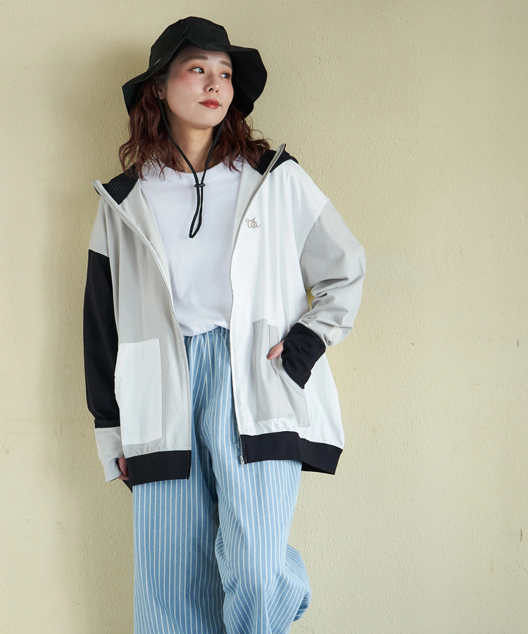 CUBE SUGAR(キューブシュガー) |【春新作】接触冷感 ・ UVカット 天竺 ドルマン ジップパーカー
