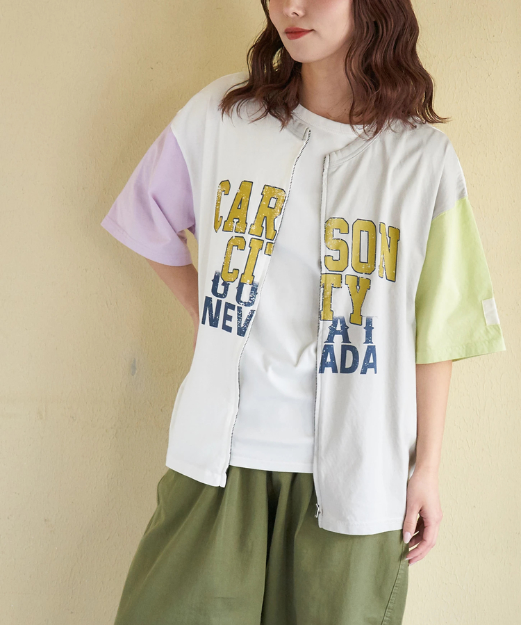 CUBE SUGAR(キューブシュガー) |【春新作】接触冷感・UVカット 天竺 ７分袖 ジップ カーディガン