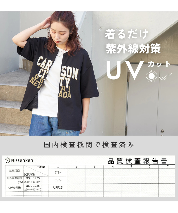 CUBE SUGAR(キューブシュガー) |【春新作】接触冷感・UVカット 天竺 ７分袖 ジップ カーディガン