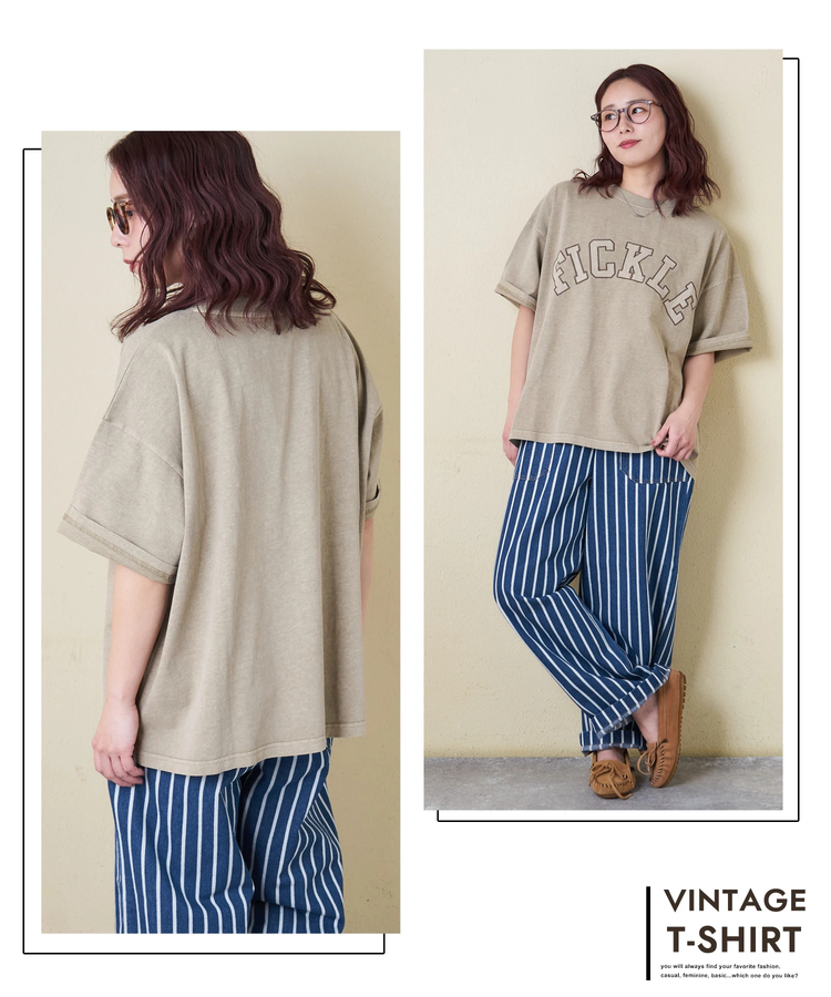 CUBE SUGAR(キューブシュガー) |【春新作】20/-OE天竺 ピグメント染 ロゴ パッチ Tシャツ