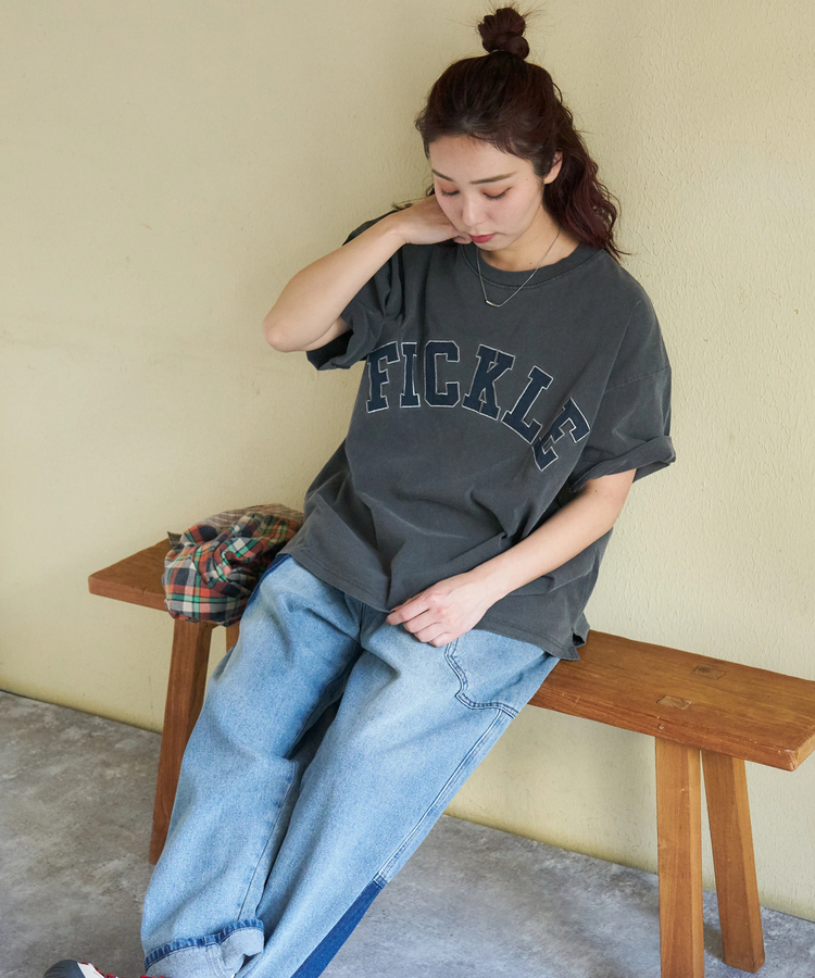 CUBE SUGAR(キューブシュガー) |【春新作】20/-OE天竺 ピグメント染 ロゴ パッチ Tシャツ