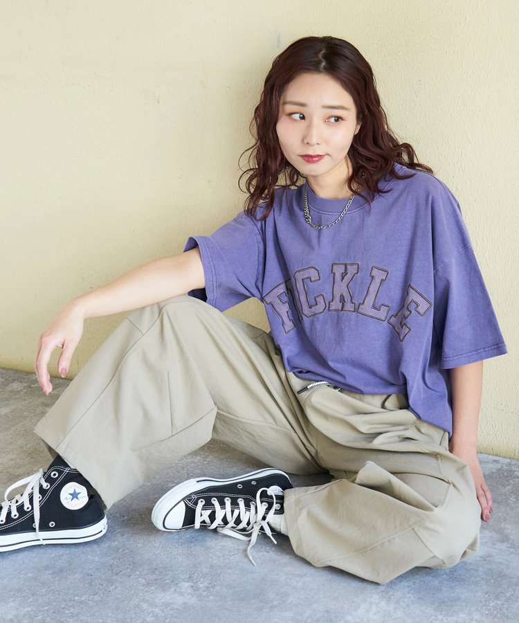 CUBE SUGAR(キューブシュガー) |【春新作】20/-OE天竺 ピグメント染 ロゴ パッチ Tシャツ