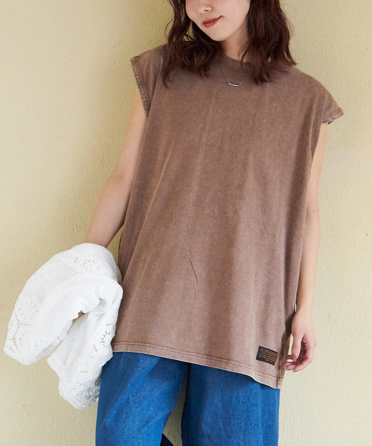 CUBE SUGAR(キューブシュガー) |【春新作】ピグメント染 ノースリーブ Tシャツ