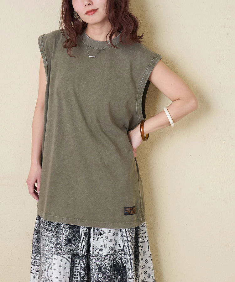 CUBE SUGAR(キューブシュガー) |【春新作】ピグメント染 ノースリーブ Tシャツ