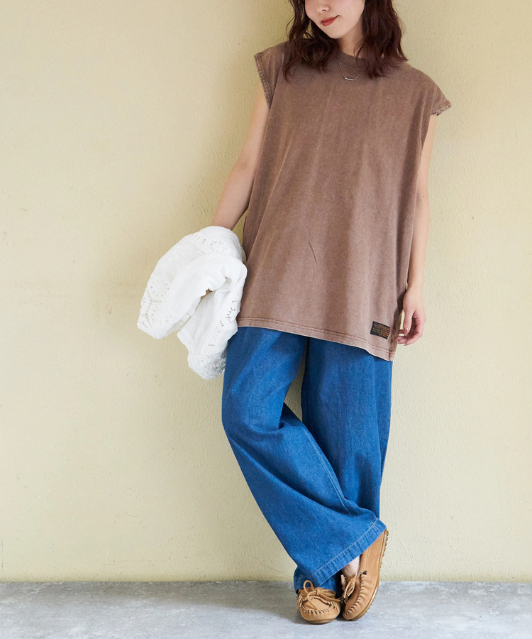 CUBE SUGAR(キューブシュガー) |【春新作】ピグメント染 ノースリーブ Tシャツ