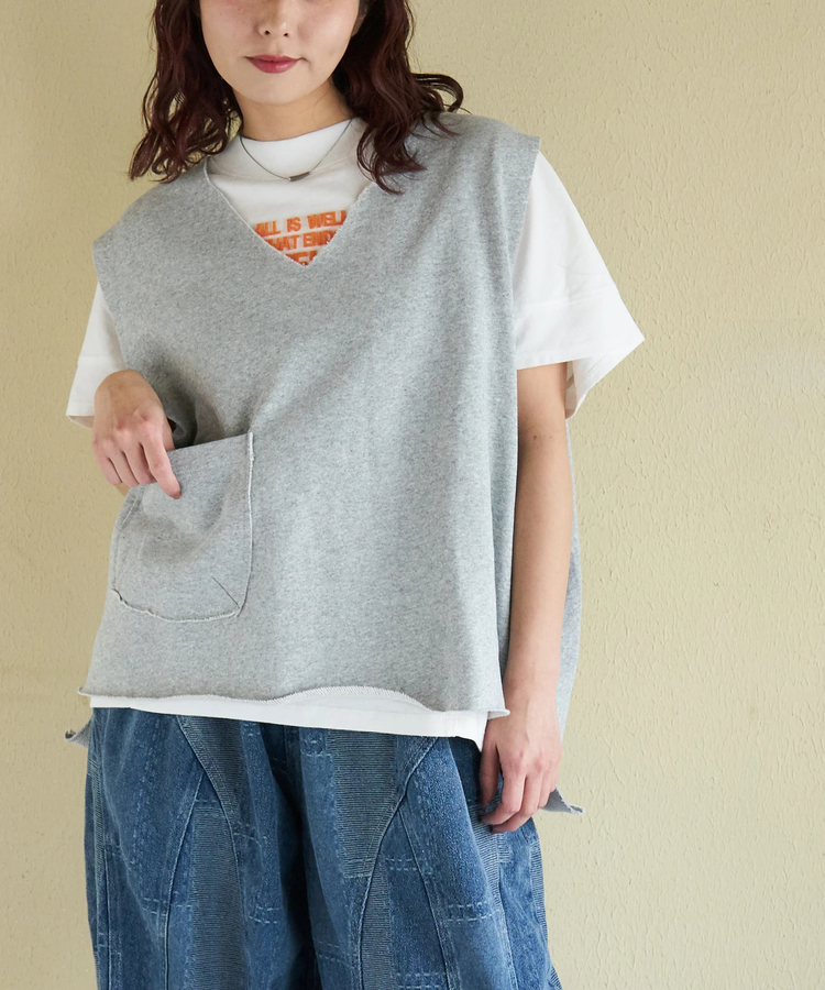 CUBE SUGAR(キューブシュガー) |【春新作】裏毛 スウェット Vネック ルーズ ベスト