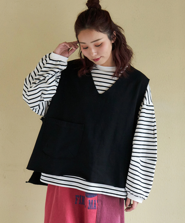 春新作】裏毛 スウェット Vネック ルーズ ベスト｜ファッション通販