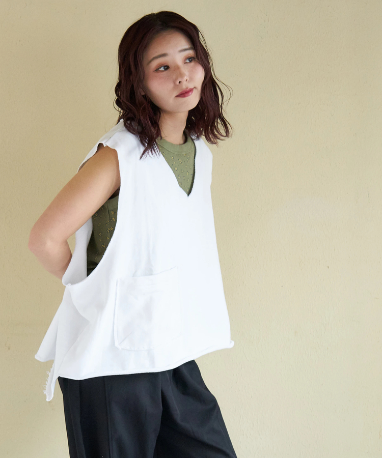 CUBE SUGAR(キューブシュガー) |【春新作】裏毛 スウェット Vネック ルーズ ベスト