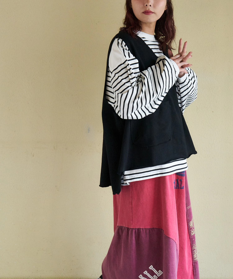 CUBE SUGAR(キューブシュガー) |【春新作】裏毛 スウェット Vネック ルーズ ベスト