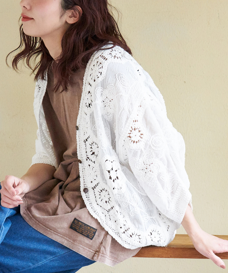 CUBE SUGAR(キューブシュガー) |【再入荷】【春新作】レース 変形 Vネック カーディガン