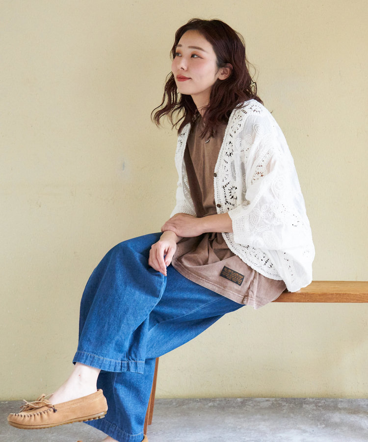 CUBE SUGAR(キューブシュガー) |【春新作】レース 変形 Vネック カーディガン