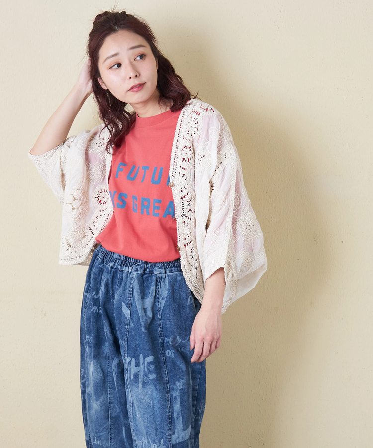 CUBE SUGAR(キューブシュガー) |【春新作】レース 変形 Vネック カーディガン