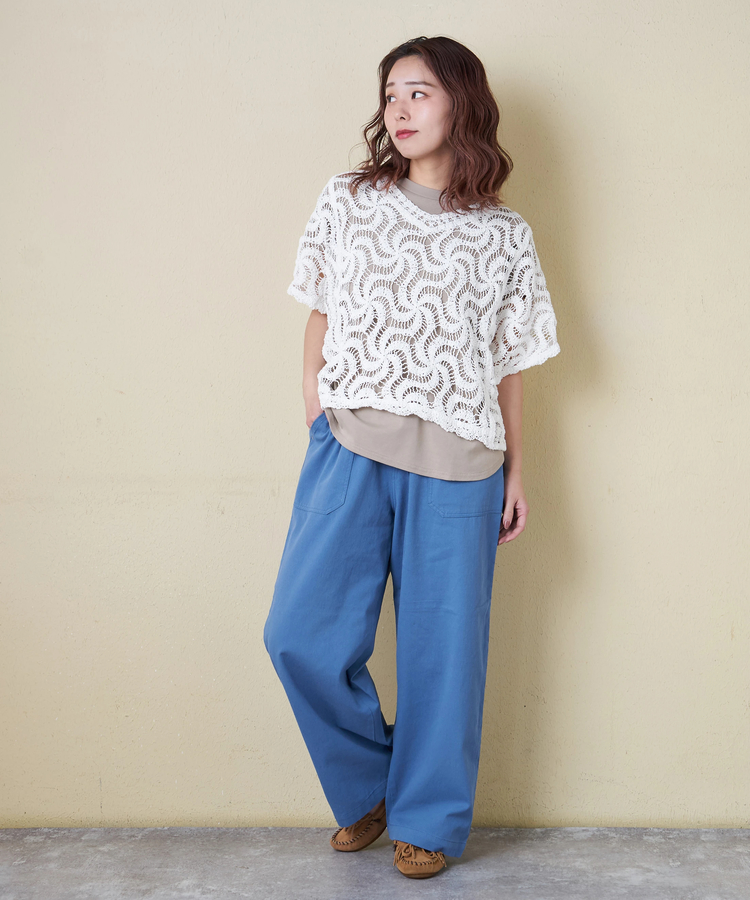 CUBE SUGAR(キューブシュガー) |【春新作】レース 変形 Vネック プルオーバー