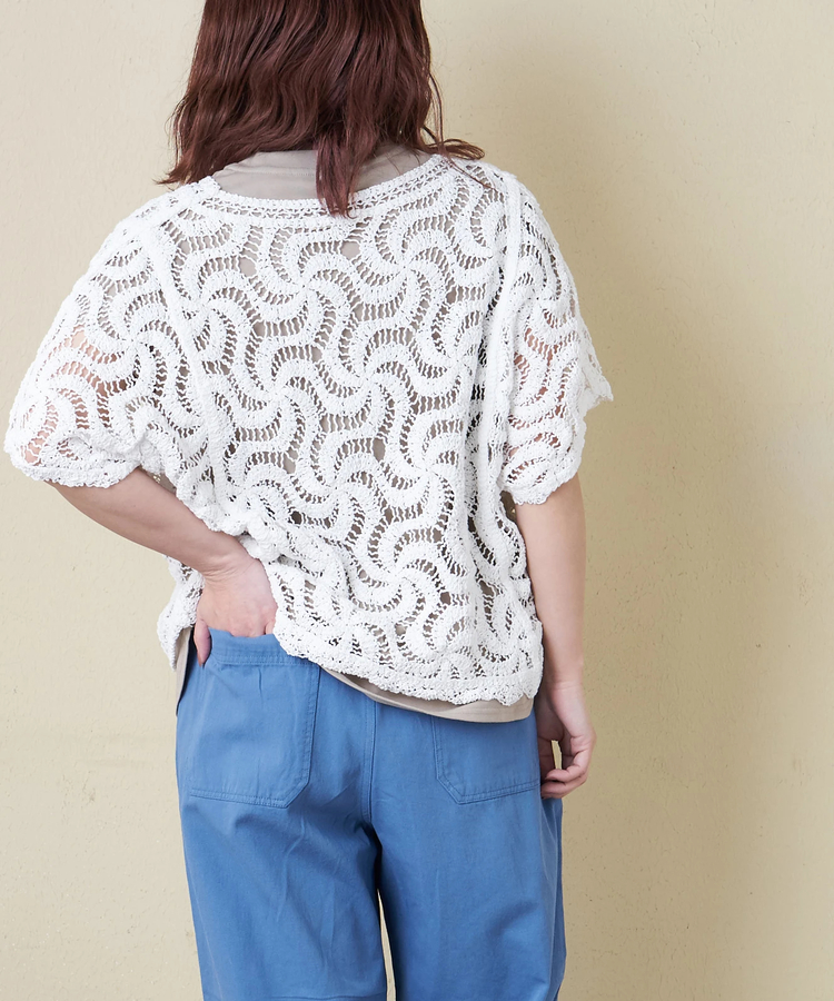 CUBE SUGAR(キューブシュガー) |【春新作】レース 変形 Vネック プルオーバー