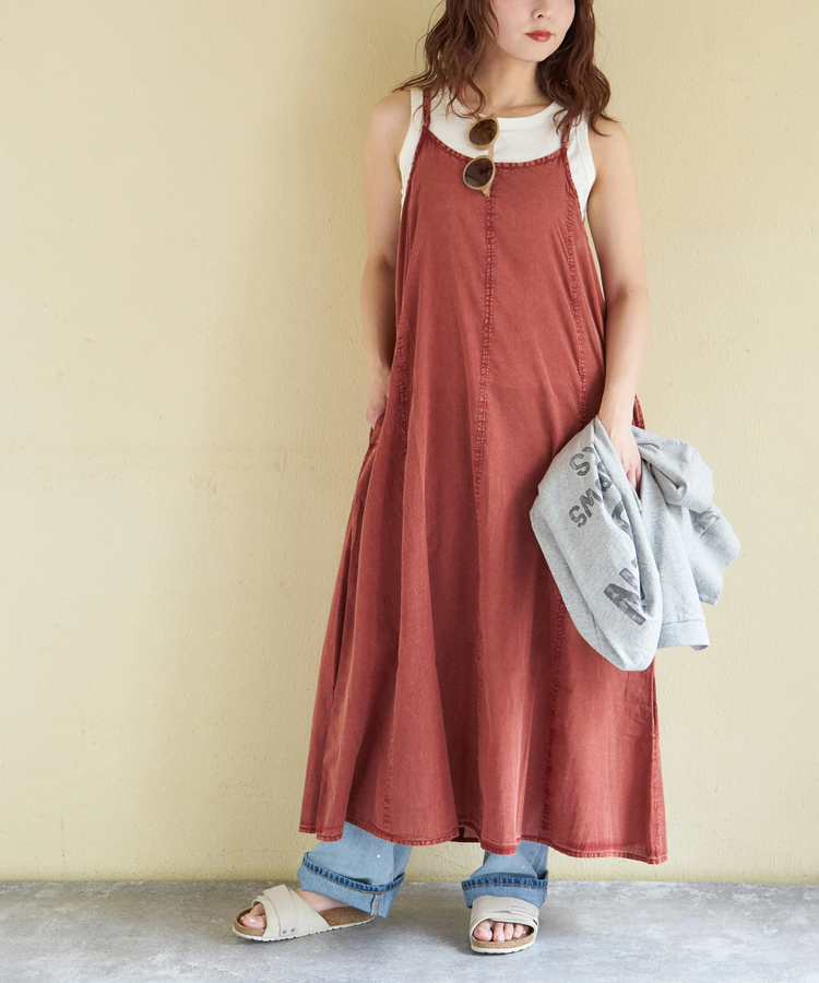 CUBE SUGAR(キューブシュガー) |【春新作】インド キャンブリック アシッド加工 キャミワンピース