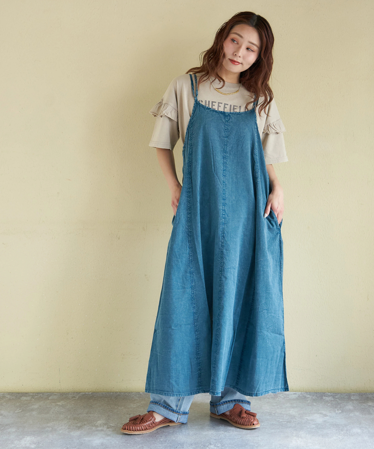 CUBE SUGAR(キューブシュガー) |【春新作】インド キャンブリック アシッド加工 キャミワンピース