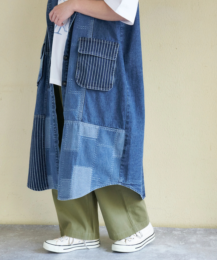 CUBE SUGAR(キューブシュガー) |【春新作】デニム クレイジー 切替 フード付 ワンピース