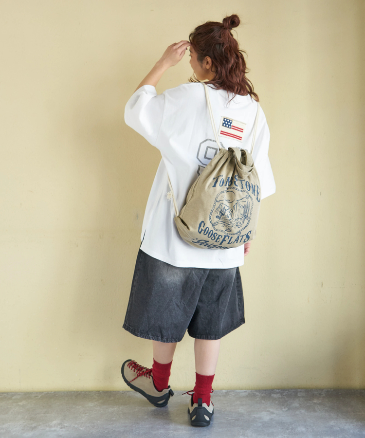 CUBE SUGAR(キューブシュガー) |【春新作】20/-OE天竺 ピグメント染 ナップサック トートバッグ