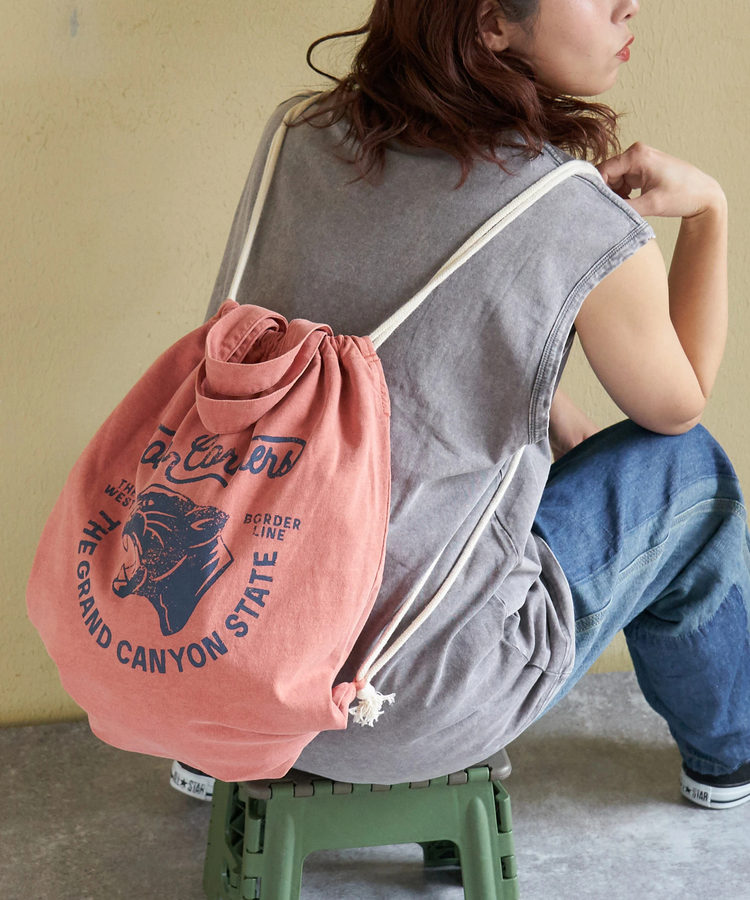 CUBE SUGAR(キューブシュガー) |【春新作】20/-OE天竺 ピグメント染 ナップサック トートバッグ