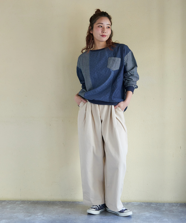 CUBE SUGAR(キューブシュガー) |【春新作】デニム クレイジー 切替 プルオーバー シャツ