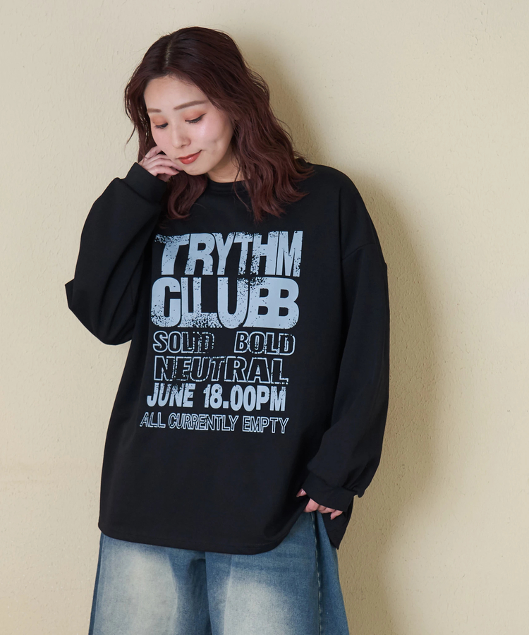 CUBE SUGAR(キューブシュガー) |【春新作】ロゴプリント クルーネック ロングTシャツ