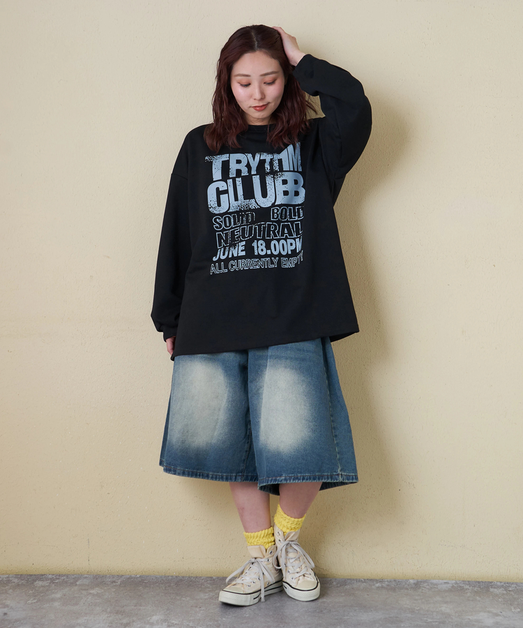 CUBE SUGAR(キューブシュガー) |【春新作】ロゴプリント クルーネック ロングTシャツ