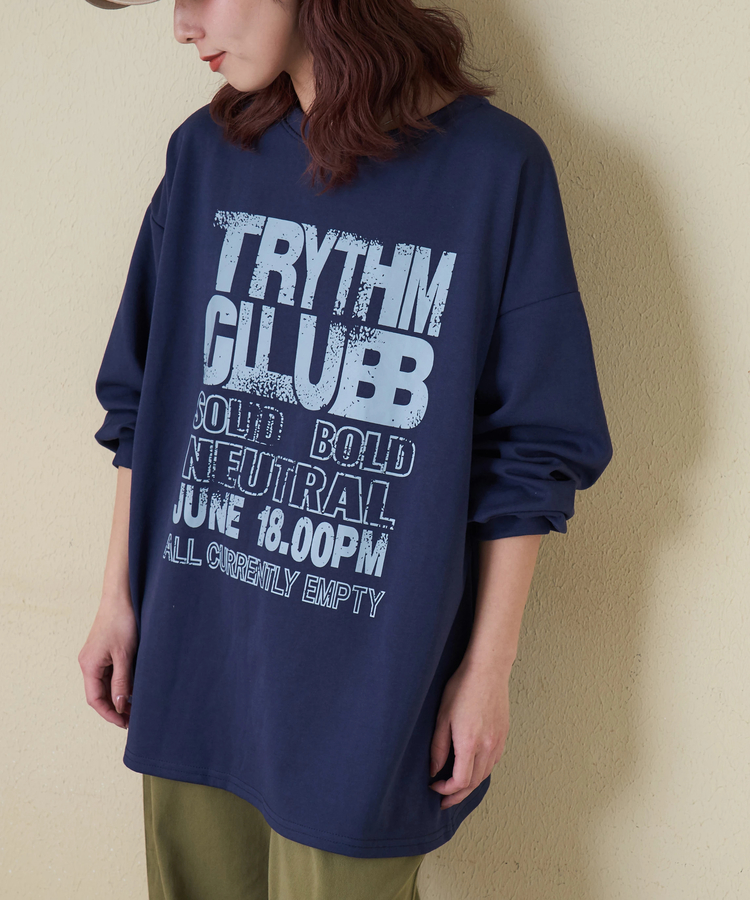 CUBE SUGAR(キューブシュガー) |【春新作】ロゴプリント クルーネック ロングTシャツ