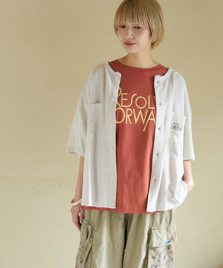 CUBE SUGAR(キューブシュガー) |【春新作】麻レーヨン ボイル ワークシャツ