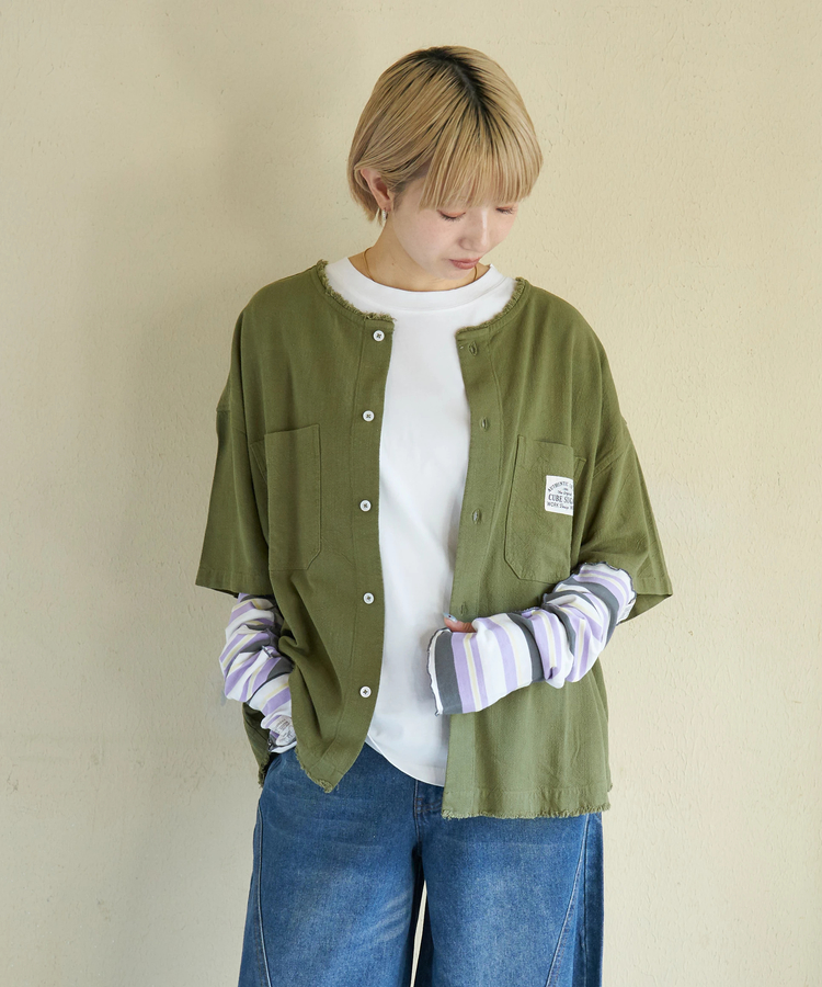 CUBE SUGAR(キューブシュガー) |【春新作】麻レーヨン ボイル ワークシャツ