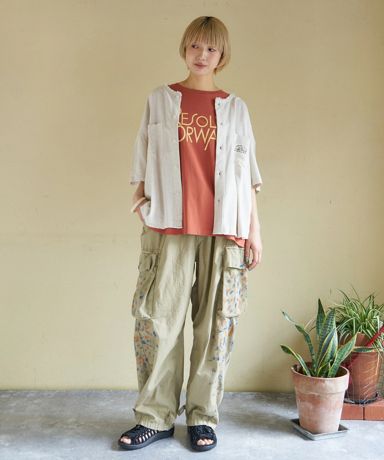 CUBE SUGAR(キューブシュガー) |【春新作】麻レーヨン ボイル ワークシャツ