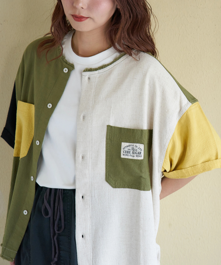 CUBE SUGAR(キューブシュガー) |【春新作】麻レーヨン ボイル ワークシャツ