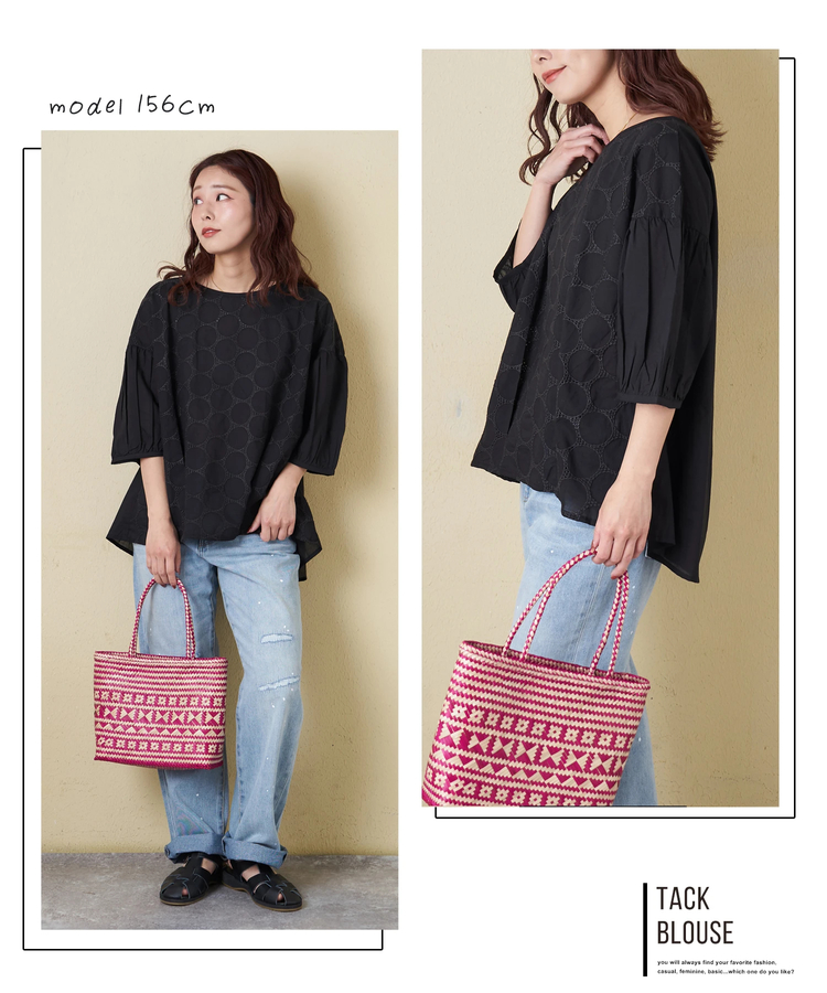 CUBE SUGAR(キューブシュガー) |【春夏新作】インド 60sキャンブリック ドット 刺繍 タック入り プルオーバー ブラウス