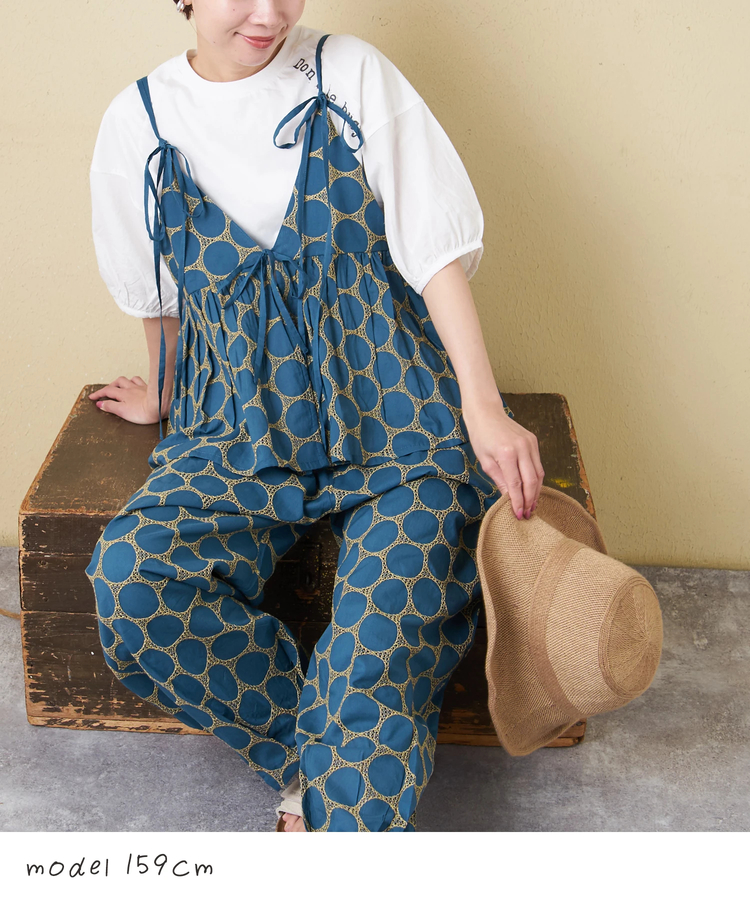 CUBE SUGAR(キューブシュガー) |【春夏新作】インド 60sキャンブリック ドット 刺繍 前後 2Way キャミソール