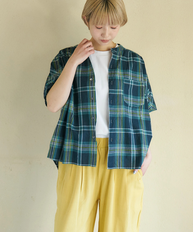 CUBE SUGAR(キューブシュガー) |【春新作】インド 先染め チェック ギャザー ビッグ シャツ