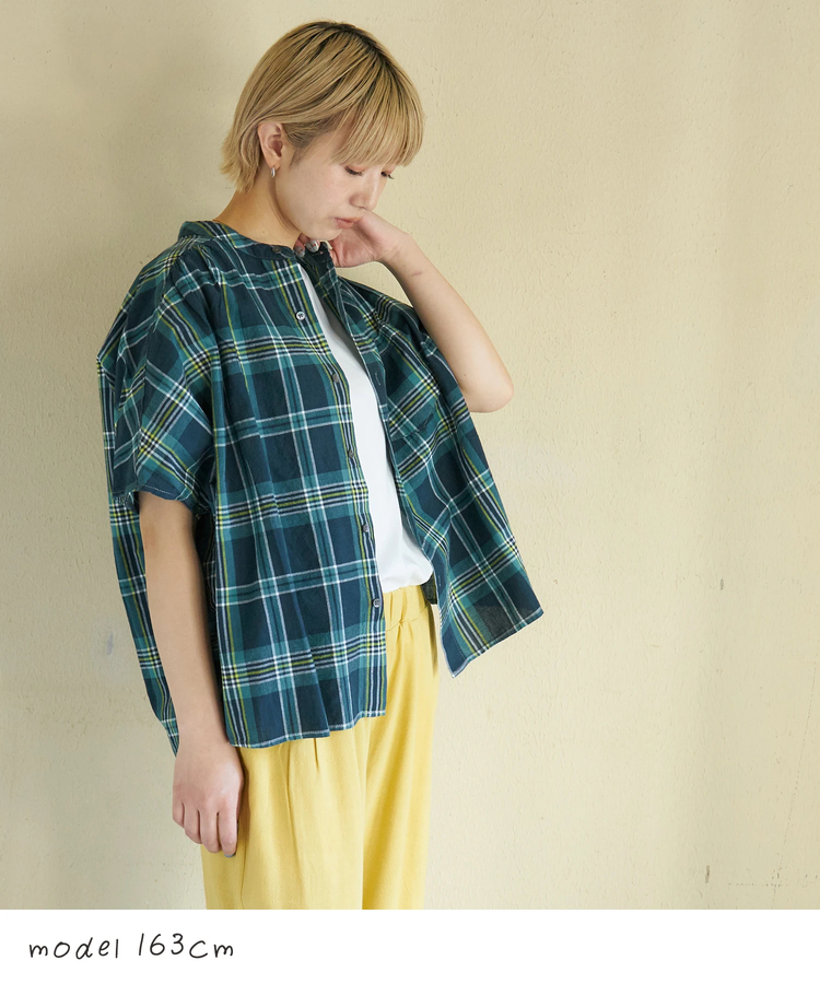 CUBE SUGAR(キューブシュガー) |【春新作】インド 先染め チェック ギャザー ビッグ シャツ