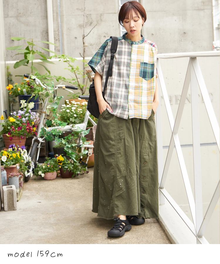 CUBE SUGAR(キューブシュガー) |【春新作】インド 先染め チェック ギャザー ビッグ シャツ