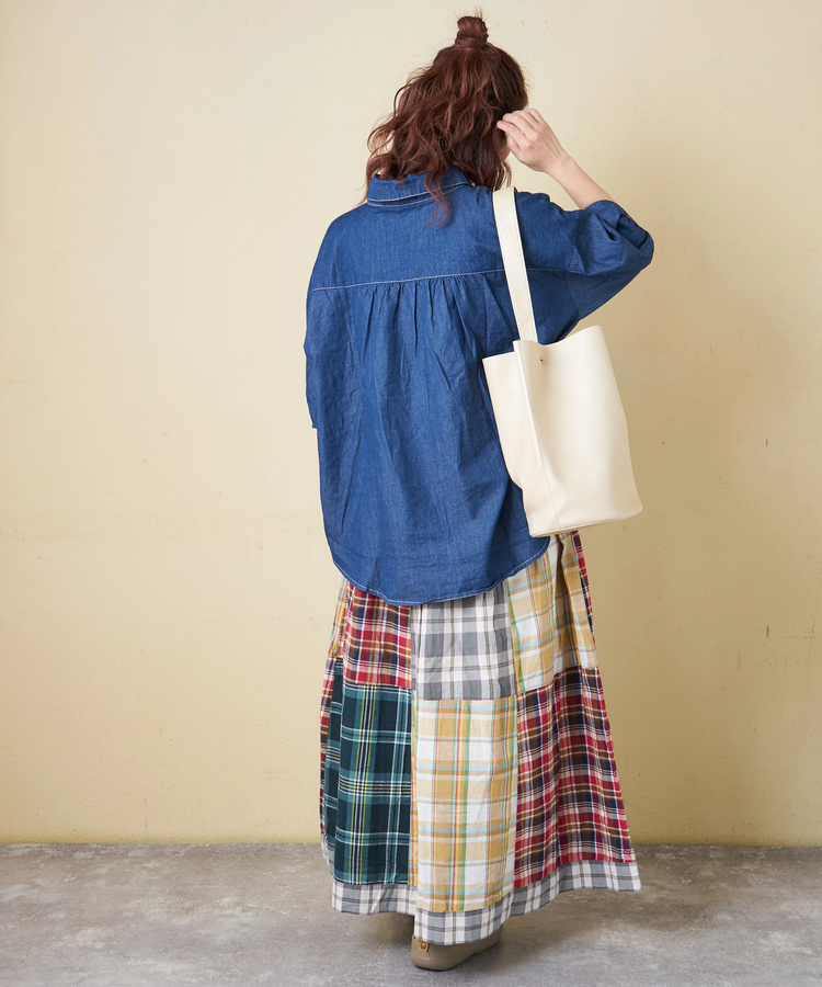 CUBE SUGAR(キューブシュガー) |【春新作】ライト デニム 5分袖 シャツ