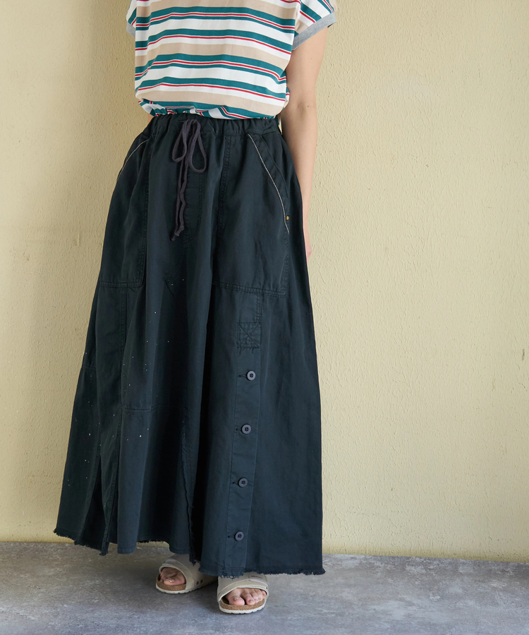 CUBE SUGAR(キューブシュガー) |【春新作】ライトツイル × ミニヘリンボーン ペンキ飛ばし リメイク風 スカート