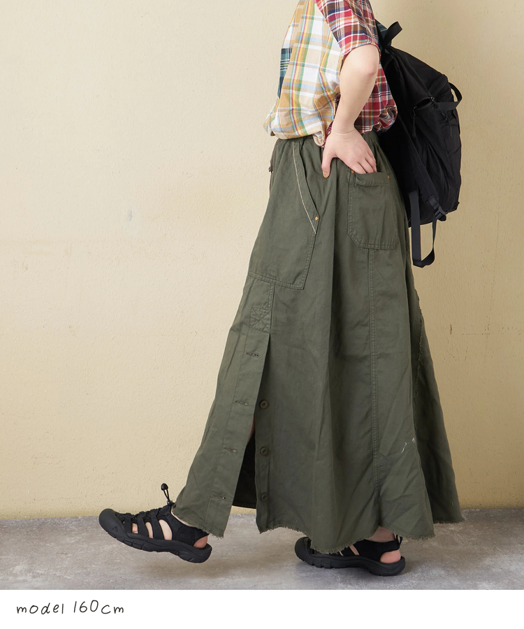 CUBE SUGAR(キューブシュガー) |【春新作】ライトツイル × ミニヘリンボーン ペンキ飛ばし リメイク風 スカート