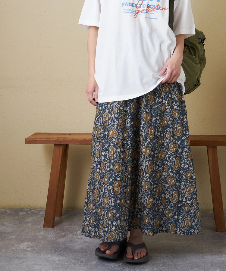 CUBE SUGAR(キューブシュガー) |【春夏新作】インド 総柄 プリント ギャザースカート