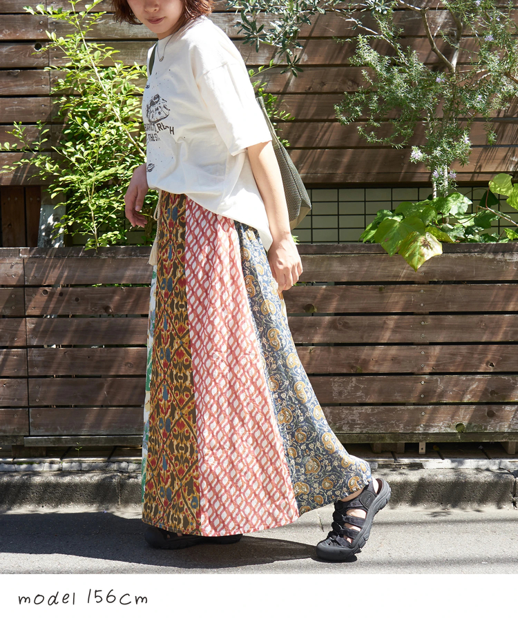 CUBE SUGAR(キューブシュガー) |【春夏新作】インド 総柄 プリント ギャザースカート
