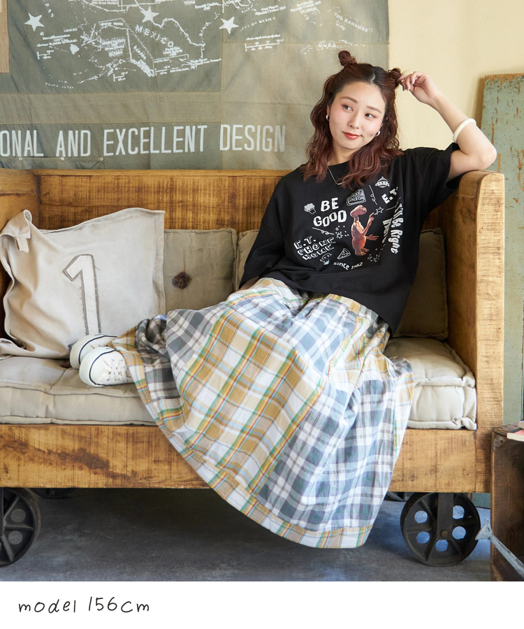 CUBE SUGAR(キューブシュガー) |【春新作】インド 先染め チェック パッチワーク ギャザースカート