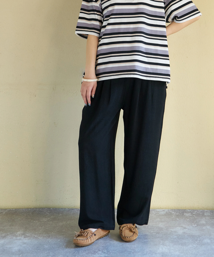 CUBE SUGAR(キューブシュガー) |【春新作】麻レーヨン ボイル 2タック ワイドパンツ