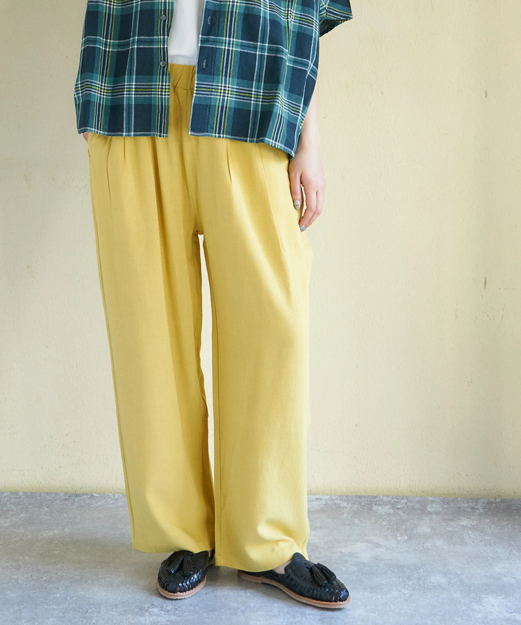 CUBE SUGAR(キューブシュガー) |【春新作】麻レーヨン ボイル 2タック ワイドパンツ