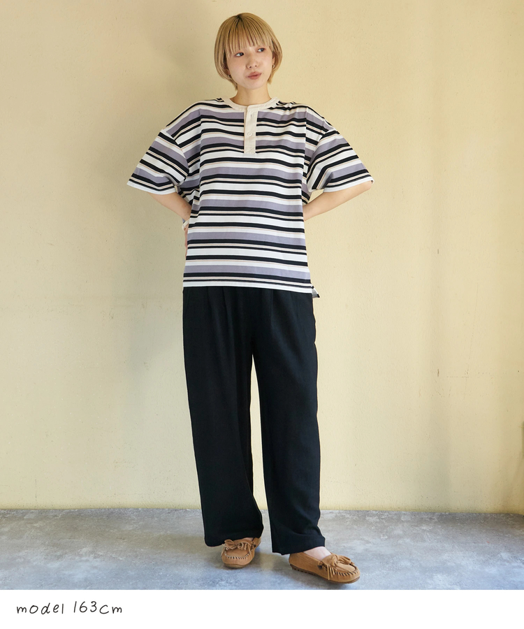 CUBE SUGAR(キューブシュガー) |【春新作】麻レーヨン ボイル 2タック ワイドパンツ