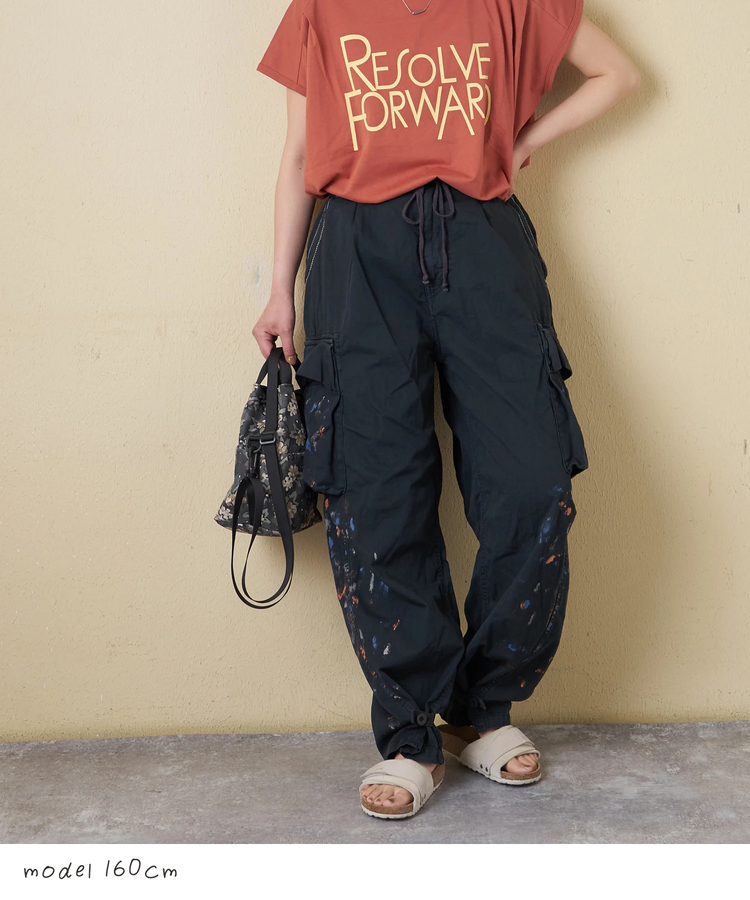 CUBE SUGAR(キューブシュガー) |【春新作】ライトツイル × ミニヘリンボーン ペンキ飛ばし カーゴパンツ